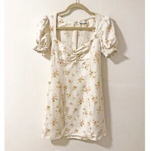 Reformation Cream Floral Mini Dress